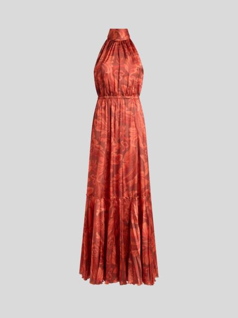 PEAU D'ANGE SILK MAXI DRESS WITH FLOWER AND BEE MOTIF