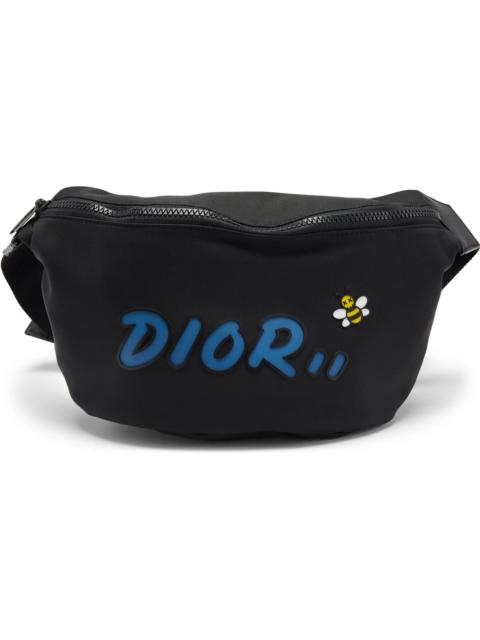 Dior x Kaws Belt Bag Blue Logo Nylon Black