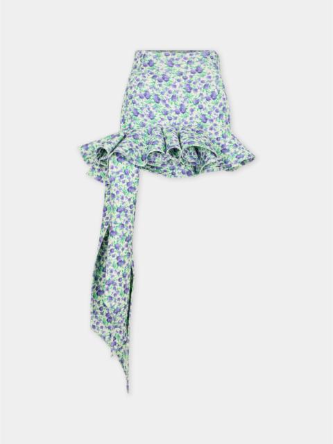 MINI SKIRT IN BLUE LIBERTY PRINT WITH FRILL DETAILING