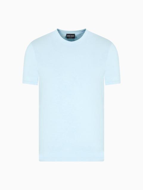 CREW-NECK LONG-SLEEVED T-SHIRT IN STRETCH VISCOSE JERSEY