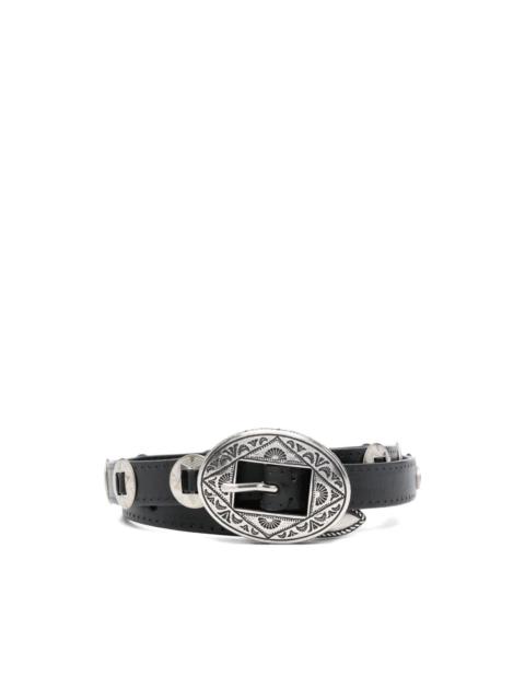 oval-buckle embellished belt