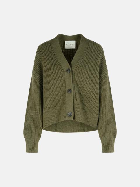 GREEN ALPACA BLEND CARDIGAN