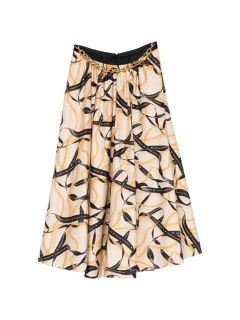 chain-print midi skirt