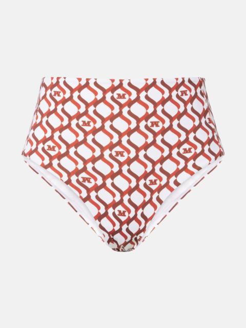 Stilla printed high-rise bikini bottoms