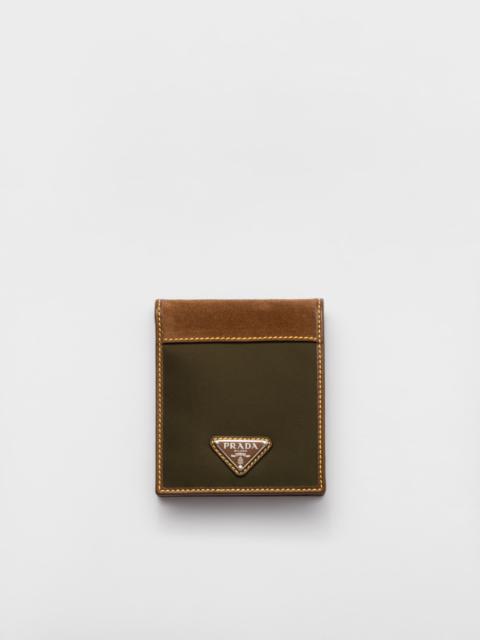 Re-Nylon and leather wallet