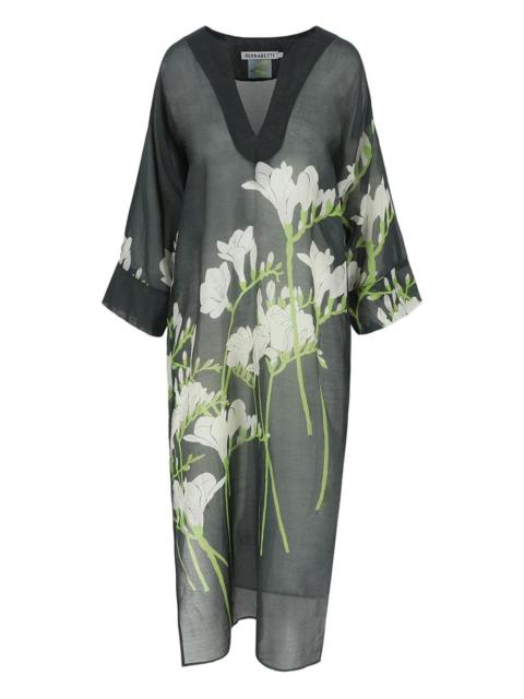 floral-print kaftan dress