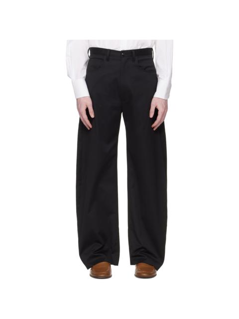 Black Cotton Satin Round Trousers