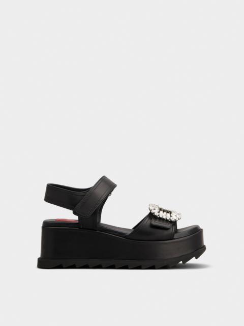 Slidy Viv' Wedge Sandals in leather