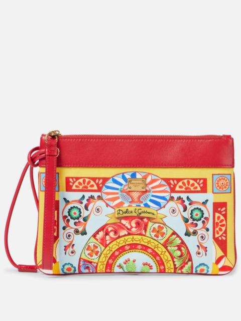 Small leather trimmed clutch