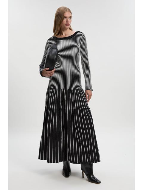Viscose Blend Striped Knitted Maxi Dress