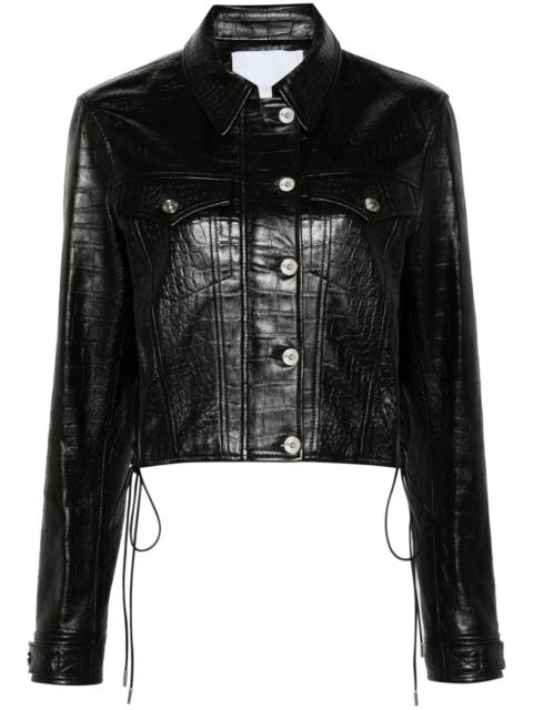 crocodile-embossed leather jacket