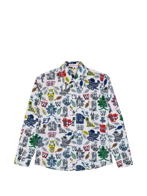 graphic-print button shirt