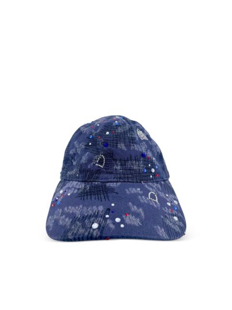 crystal-embellished distressed cap