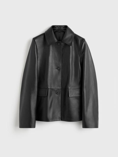 Grained leather jacket black