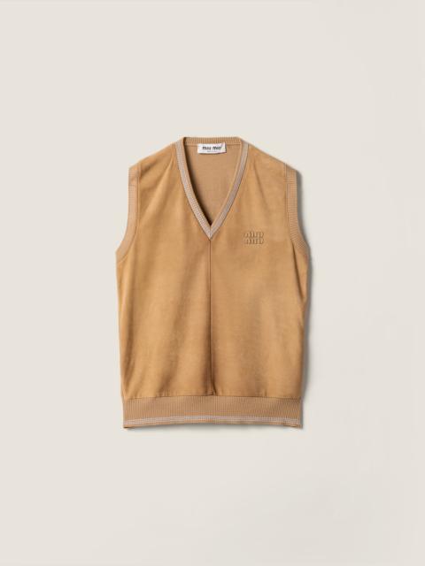 Wool and suede vest