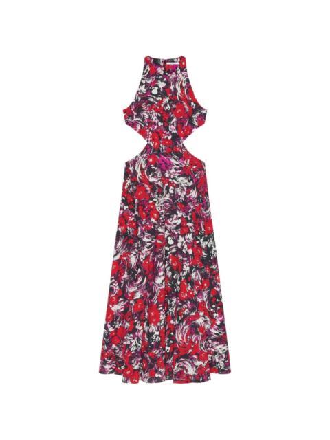 cut-out floral maxi dress