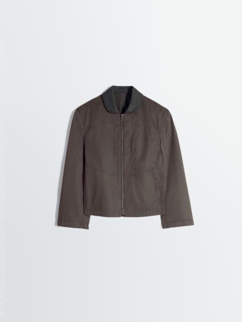LEATHER COLLAR BLOUSON IN COTTON TWILL