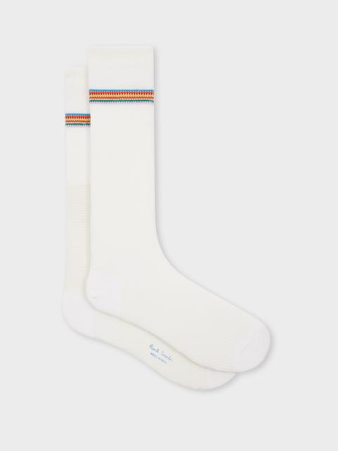 White 'Signature Stripe' Trim Socks