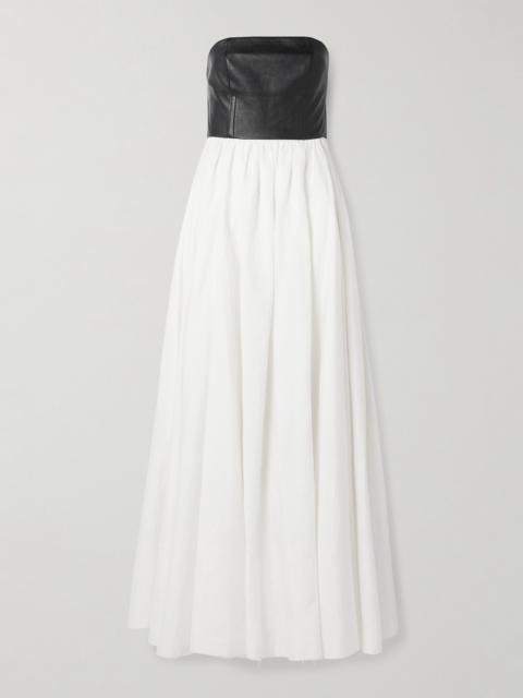 Lehti Strapless Linen And Leather Maxi Dress