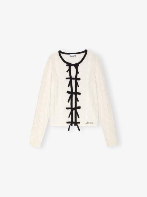 EGRET CASHMERE MIX TIE STRING CARDIGAN