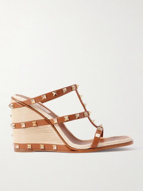 Rockstud 100 Leather Wedge Espadrille Sandals