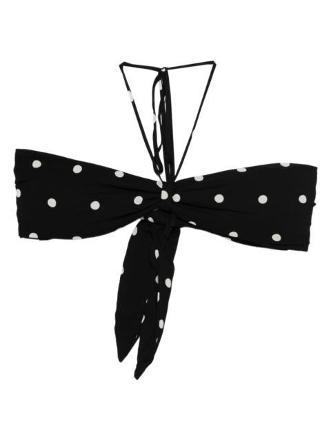 polka-dot tie-fastening bikini top