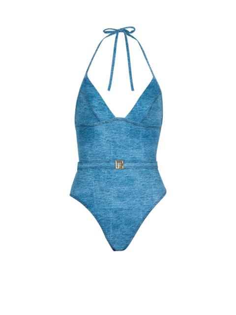 Denim one-piece swimsuit