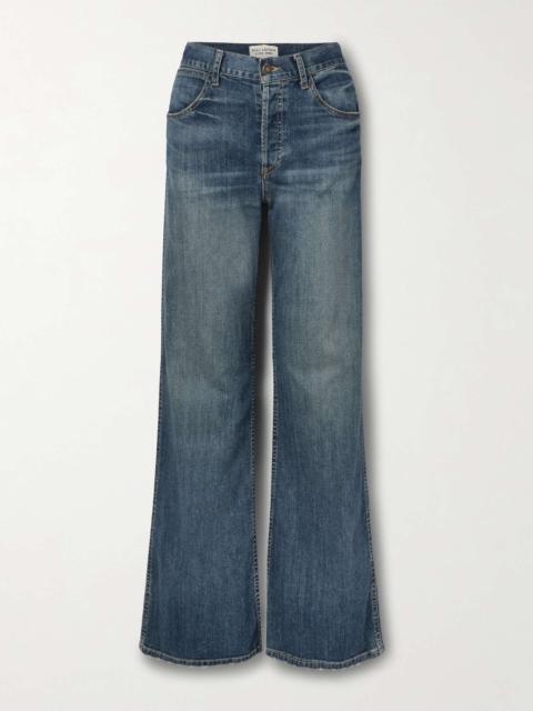 Terrell frayed high-rise straight-leg jeans Blue