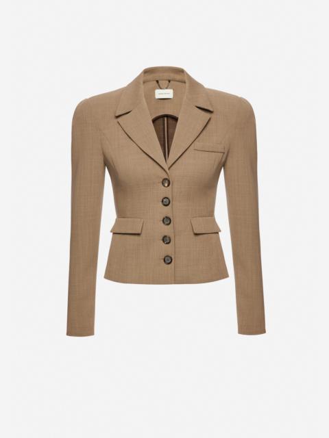 Fitted wool blazer in beige