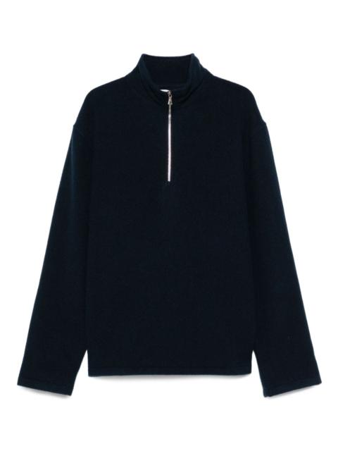 virgin wool zip-up sweater