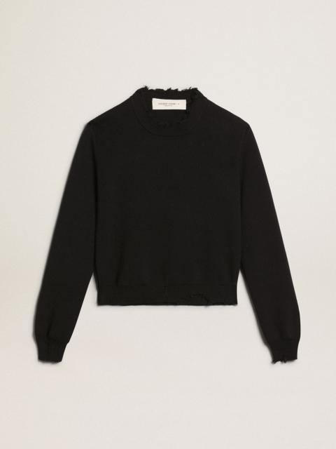 Women’s round-neck sweater in dark blue cotton