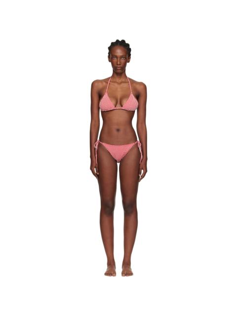 Red & White Gingham Seersucker Sabrina Bikini