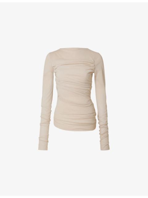 Gaia Gathered-Detail Cotton-Blend Top