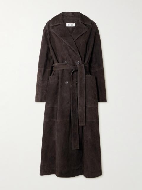 Double-breasted Suede Trench Coat