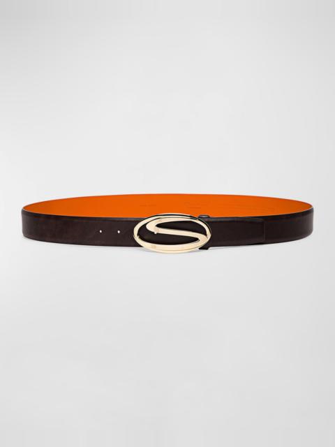 Men's Oval S-Logo Cuttable Leather Belt