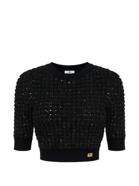 sequin embellished textured top