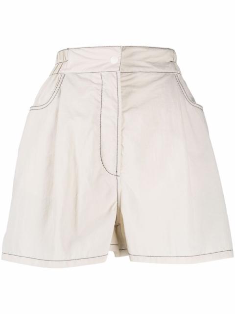 wide-leg stitch-detail shorts