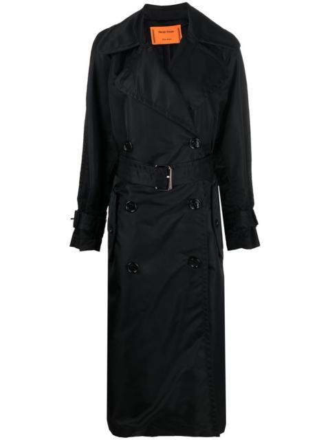 belted double-breasted trench coat