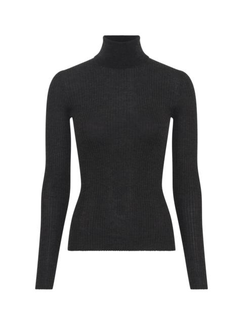 Peppe Knit Turtleneck in Charcoal Cashmere Silk