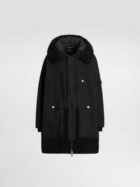Waxed long down jacket