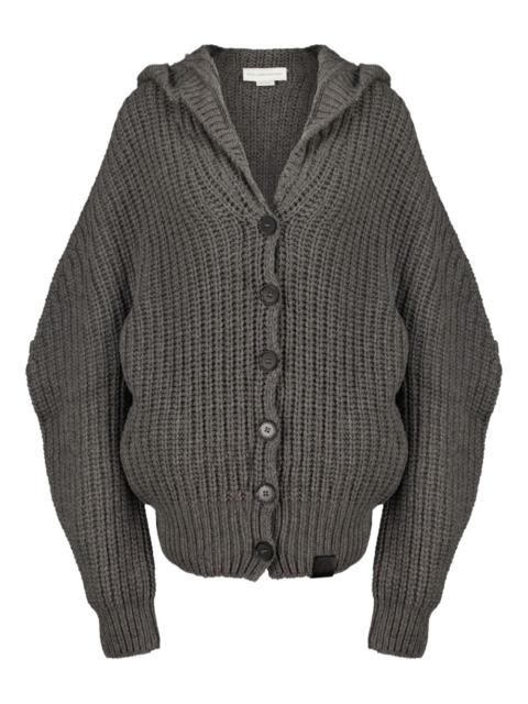 hooded ribbed cardigan