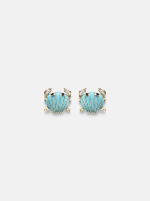 Crabe Coquillage 9kt gold earrings with gemstones