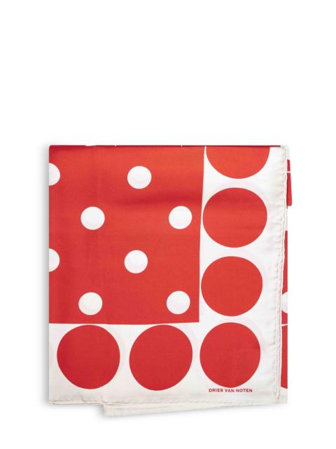 Polka dot-print silk square scarf