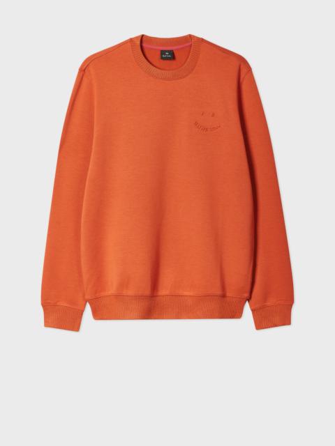 Rust Orange Embossed 'Happy' Crew Neck Sweater