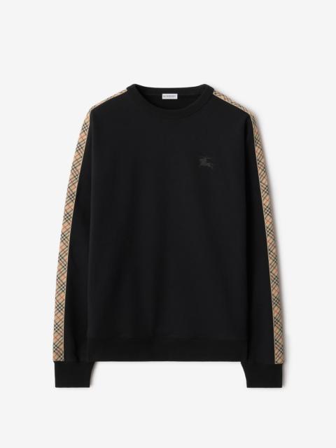 Check Trim Cotton Sweatshirt