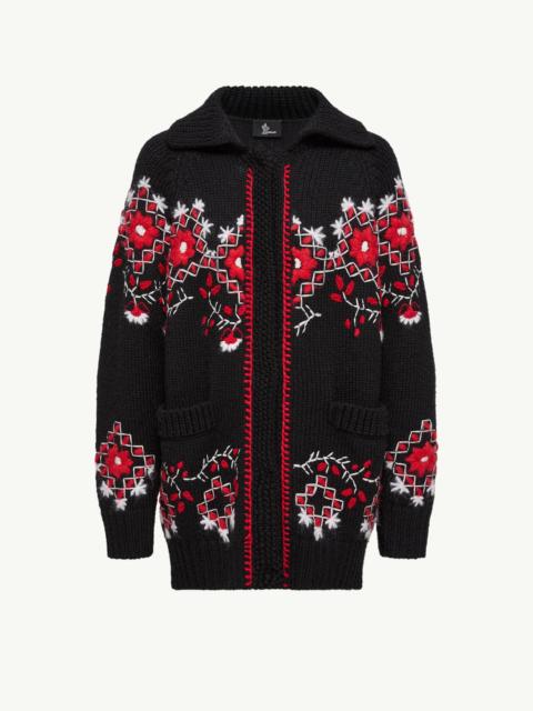 Embroidered Wool Blend Cardigan