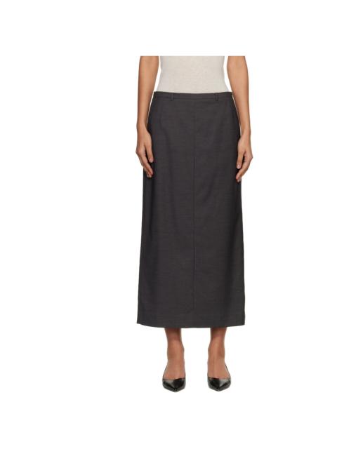 Gray H-Line Striped Maxi Skirt