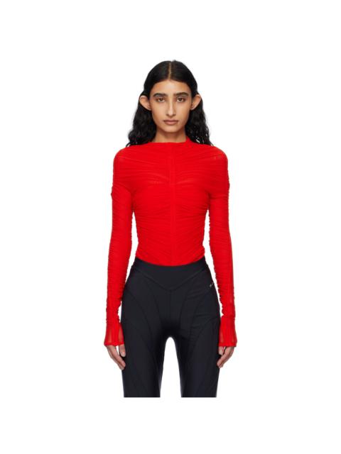 Red Ruched Bodysuit