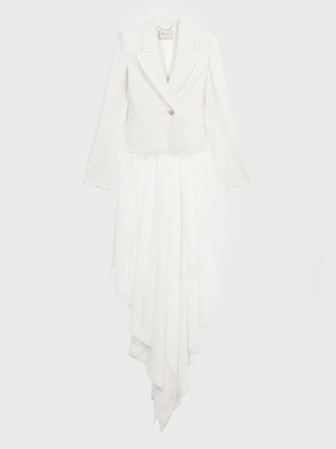 JACKET IN COMPACT FABRIC WITH TULLE TRAIN