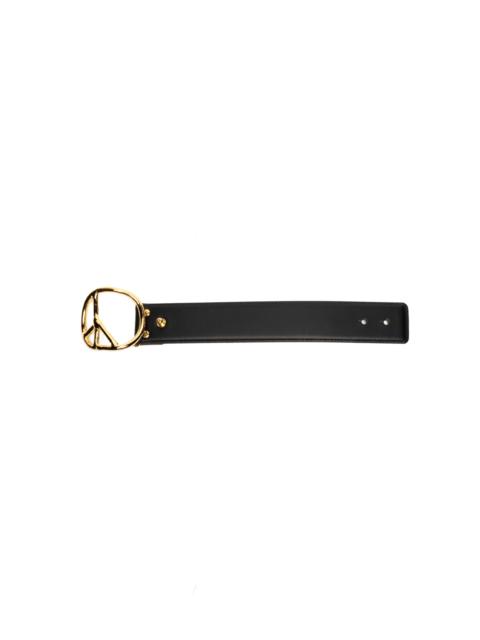 Peace Buckle Bracelet - Black Steer Leather